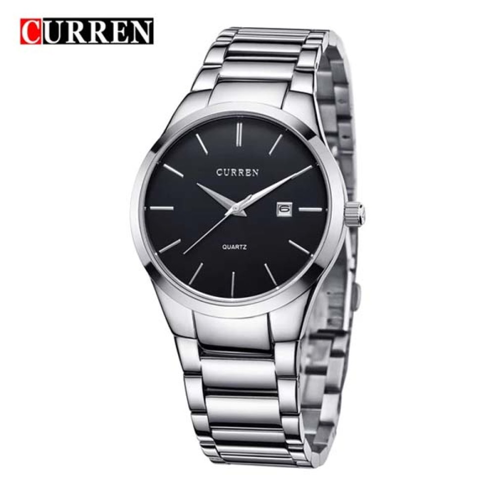 CURREN 8106 MENS QUARTZ WATCH-Silver Black